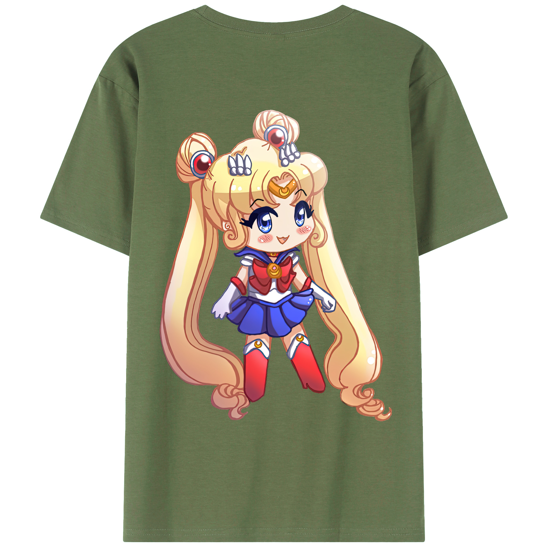 （画像用） 美少女戦士セーラームーン 月野 うさぎ つきの うさぎ Sailor Moon Tsukino Usagi 綿100％ メンズ半袖Tシャツ（バックプリント） 通気性